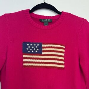 Vintage Ralph Lauren Flag Crewneck Sweater - Pink (S)